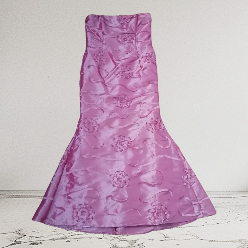 Jessica McClintock Fuchsia Floral Prom Dress - Picture 2 of 11